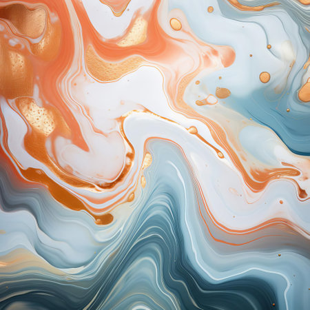 the mesmerizing liquid marble texture design showcases a stunning visual effect, reminiscent of swirling ocean waves, with its intricate, flowing patterns and shimmering colors, perfect for adding a touch of elegance and sophistication to any design project, from wallpapers to fashion accessories. ai generatedの素材