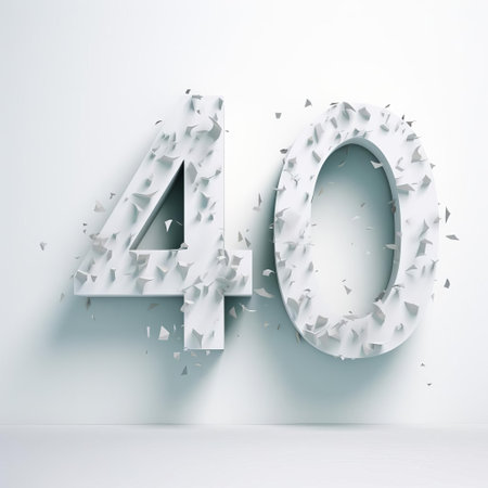 number forty stands out against a pristine white background, its bold black digits and sleek font making it a striking visual element in graphic design, perfect for incorporating into modern layouts, posters, and digital art projects that require a touch of simplicity and elegance. ai generatedの素材