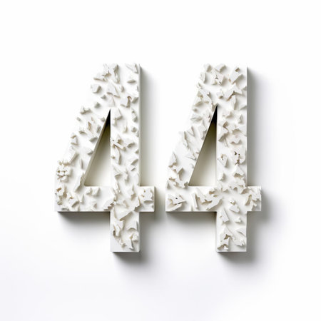 number four-hundred-forty, a stunning numerical digit, stands out prominently against a pristine white background, evoking a sense of simplicity and elegance, perfect for design elements, typography, and minimalist art, conveying clarity and sophistication in visual compositions. ai generatedの素材