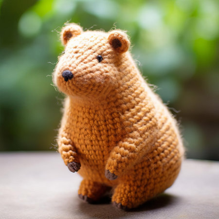 capybara, the world's largest rodent, sits comfortably on a pristine white background, showcasing its soft, fluffy fur, perfectly knitted into a cozy sweater, highlighting its adorable facial features and gentle demeanor, perfect for animal lovers and knitting enthusiasts alike. ai generatedの素材