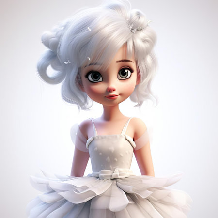 pixie, a whimsical 3d chloe, poses against a pristine white background, showcasing her delicate features and vibrant hairstyle, evoking a sense of fantasy and playfulness, perfect for illustrations, digital art, and creative projects requiring a touch of magic and charm. ai generatedの素材