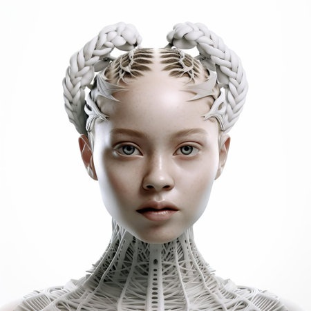 benjamin, a stunning 3d digital art portrait, stands out against a crisp white background, showcasing intricate braids that add a touch of elegance to his modern hairstyle, perfect for fans of afro-textured hair and 3d art enthusiasts alike. ai generatedの素材