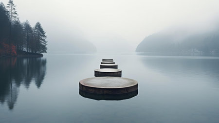 crescent lake, nestled in the heart of oregon's high desert, shines like a turquoise gem surrounded by lush greenery and majestic mountains, capturing the serene beauty of nature in this stunning photograph by akos major, perfect for outdoor enthusiasts and landscape photography lovers. ai generatedの素材