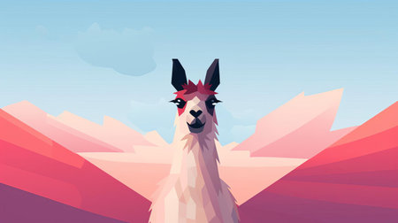 a serene llama stands majestically against a minimalist background, its soft fur and gentle gaze evoking a sense of calmness and tranquility, perfect for nature lovers and photography enthusiasts seeking a peaceful atmosphere in their digital spaces. ai generatedの素材