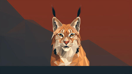 the bobcat, a small yet fierce predator, stands out against a minimalist background, its distinctive tufted ears and whiskers accentuating its rugged beauty, evoking a sense of wildness and freedom in a serene, natural setting, perfect for wildlife enthusiasts and nature lovers. ai generatedの素材