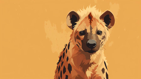 the hyena stands majestically against a minimalist background, showcasing its unique spotted coat and powerful physique, highlighting its role as a skilled scavenger and apex predator in the african savannah ecosystem, evoking a sense of wild beauty and fascinating wildlife encounters. ai generatedの素材