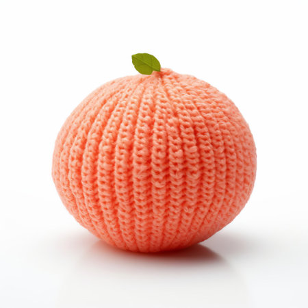 grapefruit, a vibrant and juicy citrus fruit, is beautifully showcased against a pristine white background, surrounded by a delicate and intricate knitted pattern, creating a unique and eye-catching still life composition that highlights the fruit's natural beauty and textures. ai generatedの素材