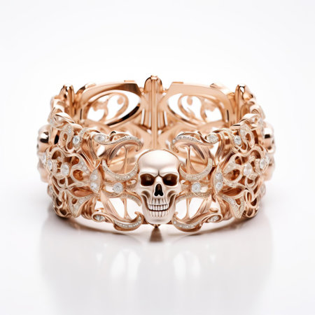 this elegant silver bracelet lies beautifully against a pristine white background, showcasing its intricate details and delicate design, perfect for adding a touch of sophistication to any outfit, ideal for formal events or everyday wear, and making a great gift for friends and loved ones. ai generatedの素材