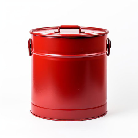 a plastic bin sits alone on a pristine white isolated background, its bright colors and sleek design standing out against the stark contrast, perfect for illustrating recycling, waste management, and organization concepts in a clean and modern aesthetic. ai generatedの素材