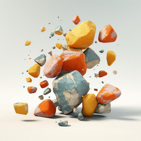 a 3d tumbled stone rests serenely on a pristine white isolated background, showcasing its intricate textures and earthy tones, evoking a sense of natural elegance and sophistication, perfect for design elements, graphics, and visual compositions requiring a touch of organic beauty. ai generatedの素材