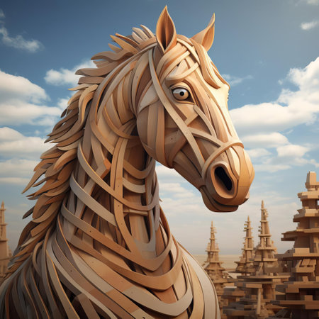 the horse, majestic and powerful, stands proudly in a lush green meadow, its muscular body and flowing mane captured in exquisite detail, reminiscent of the iconic style of evgeni gordiets, evoking a sense of freedom and wild beauty in this stunning equine portrait, perfect for horse lovers and art enthusiasts alike. ai generatedの素材