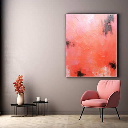 this vibrant textured acrylic abstract painting features a stunning coral colour palette, evoking feelings of warmth and serenity, perfect for adding a pop of colour to any modern interior design, and making a bold statement in contemporary art and home decor. ai generatedの素材