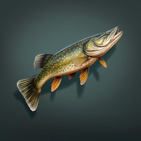 the 3d pike, a majestic freshwater fish, is beautifully rendered on a white isolated background, showcasing its sleek scales and sharp fins, perfect for use in aquatic-themed designs, fishing industry graphics, and nature-inspired illustrations. ai generatedの素材