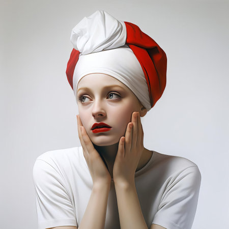 doubt is etched on the face of a person, a mix of confusion and uncertainty, set against a clean white background, highlighting the emotional turmoil that comes with questioning one's thoughts, feelings, and decisions in life, capturing the essence of human emotions. ai generatedの素材