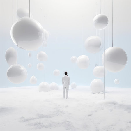 uncertainty is palpable in this hauntingly beautiful photograph, set against a pristine white background, evoking feelings of ambiguity and indecision, as the subtle nuances of human emotion are masterfully captured, inviting the viewer to ponder the complexities of the human psyche. ai generatedの素材