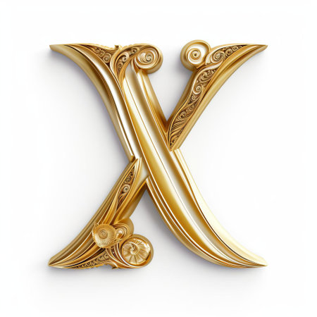 the elegant gold vector letter xr stands out prominently against a crisp white background, showcasing a modern and sophisticated design element perfect for luxury branding, high-end logos, and premium visual identities, evoking feelings of opulence and refinement. ai generatedの素材