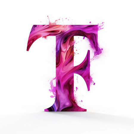 the letter t, boldly designed in a vibrant magenta hue, stands out against a crisp white background, perfect for modern graphic designs, logos, and typography projects, adding a pop of color and sophistication to any visual composition. ai generatedの素材