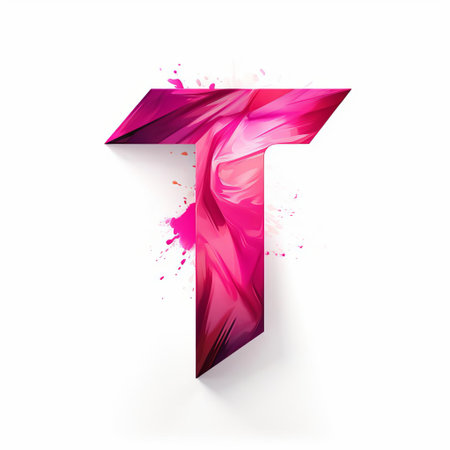 the letter t, majestically rendered in a vibrant magenta hue, stands out against a pristine white background, perfect for modern designs, logos, and typography projects, adding a pop of color and sophistication to any visual composition. ai generatedの素材