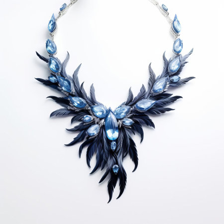 the elegant necklace lies serenely against a pristine white background, showcasing its intricate design and delicate chain, perfect for formal events or everyday wear, adding a touch of sophistication and glamour to any outfit, ideal for jewelry enthusiasts and fashionistas alike. ai generatedの素材