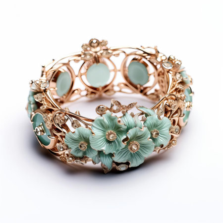 this elegant silver bracelet lies beautifully against a pristine white background, showcasing its intricate details and delicate design, perfect for adding a touch of sophistication to any outfit, ideal for formal events or everyday wear, exuding refinement and poise. ai generatedの素材