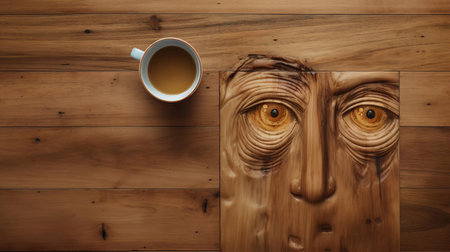 the doppio, a rich and velvety espresso shot, is beautifully presented on top of a rustic wooden table, showcasing its creamy texture and deep brown color, perfect for coffee connoisseurs and aficionados who appreciate the art of traditional italian coffee culture. ai generatedの素材