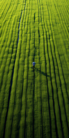 the heath field stretches as far as the eye can see, its vibrant purple hues glistening in the warm sunlight, captured perfectly from above by a dji drone, showcasing the breathtaking beauty of nature, reminiscent of a national geographic photography masterpiece. ai generatedの素材