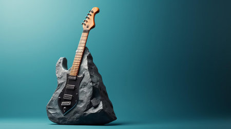 a rock sits prominently on a solid background, providing ample copy space for creative text or design elements, perfect for geological or natural history-themed projects, or as a symbol of strength and stability in advertising and marketing materials. ai generatedの素材