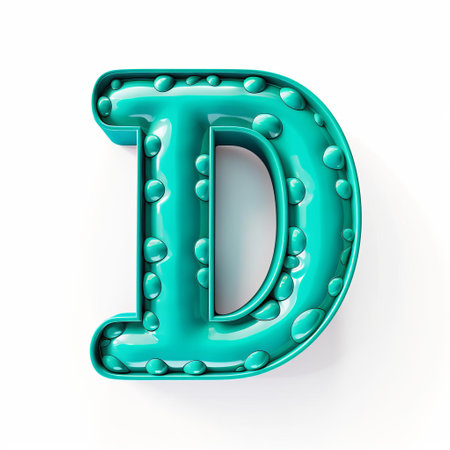 vintage signage-inspired letters boast a bold and eye-catching design, featuring a vibrant turquoise hue that adds a pop of color, while the glossy finish provides a sense of depth and dimensionality, and the raised dots inject a playful, whimsical touch, reminiscent of classic carnival or amusement park signs. ai generatedの素材