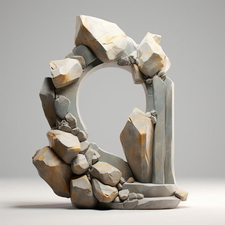 the 3d stone sculpture sits majestically on a pedestal, its intricate details and textures popping out in high relief, showcasing the artist's mastery of digital modeling and 3d printing techniques to create a stunning piece of modern art that blends ancient materials with futuristic methods. ai generatedの素材