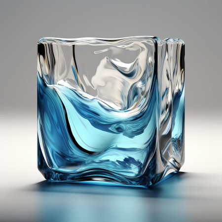 the 3d glass sculpture glistens in the light, its intricate design and transparent layers creating a mesmerizing visual effect, perfect for decorative art pieces or architectural installations, adding a touch of modern elegance to any space with its futuristic aesthetic. ai generatedの素材