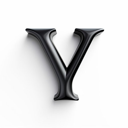 the elegant black 3d letter y stands out against a crisp white background, creating a striking visual contrast that showcases its modern and sophisticated design, perfect for logos, typography, and graphic design projects that require a touch of sleek minimalism. ai generatedの素材