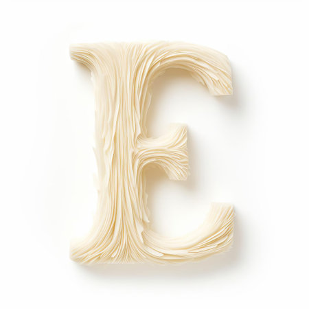 the cream-colored wooden letter, adorned with a soft and subtle texture, sits elegantly on a pristine white background, evoking a sense of warmth and sophistication, perfect for rustic home decor, vintage-inspired designs, and minimalist photography. ai generatedの素材