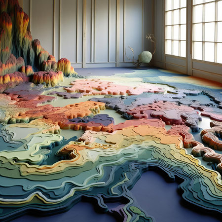 the 3d carpet, with its vibrant colors and intricate patterns, adds a touch of modern elegance to any room, creating a unique and immersive experience, perfect for homes, offices, and public spaces, while also providing a comfortable and soft flooring solution. ai generatedの素材