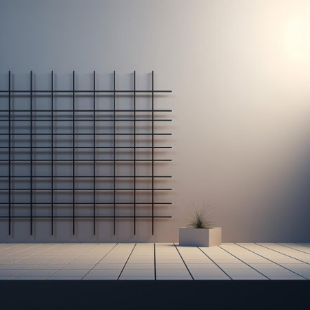 the grid, a fundamental element of modern design, is showcased in this stunning visual composition, featuring a minimalist aesthetic that exudes simplicity and elegance, perfect for backgrounds, textures, or wallpapers, evoking a sense of calmness and sophistication in digital art and graphic design. ai generatedの素材