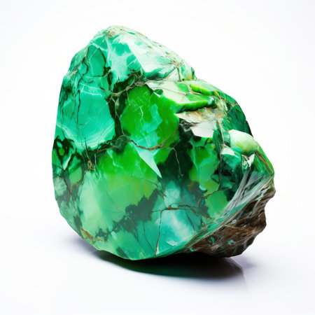 the variscite stone, a rare and vibrant gemstone, showcases its mesmerizing turquoise-blue hue against a crisp white background, highlighting its unique patterns and inclusions, perfect for jewelry makers, collectors, and enthusiasts of mineralogy and geology. ai generatedの素材