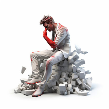 david, a stressed businessman, stands out against a clean white background, conveying a sense of anxiety and overwhelm, his full body language screaming frustration, a relatable scene for anyone feeling the pressure of modern work life and deadlines. ai generatedの素材
