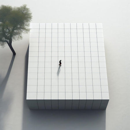 the grid, a staple of modern design, is showcased in this stunning visual representation, exuding minimalistic elegance with its clean lines, geometric shapes, and monochromatic color scheme, perfect for those who appreciate simplicity and sophistication in graphic design and visual art. ai generatedの素材