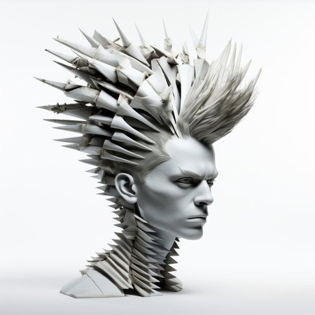 michael, a stylish male model, poses confidently against a crisp white background, showcasing his trendy faux hawk hairstyle, perfectly capturing the essence of modern fashion and urban chic, ideal for editorial or commercial use in men's grooming and lifestyle publications. ai generatedの素材