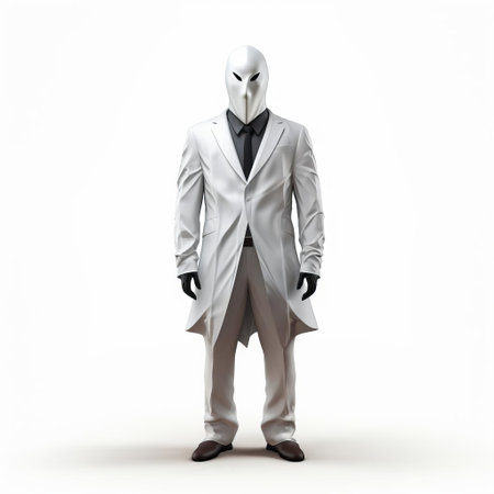 the 3d halloween costume stands out against a pristine white background, showcasing its intricate details and vibrant colors, perfect for a spooky yet stylish halloween party or trick-or-treating adventure, capturing the essence of the festive season with its eerie yet playful charm. ai generatedの素材