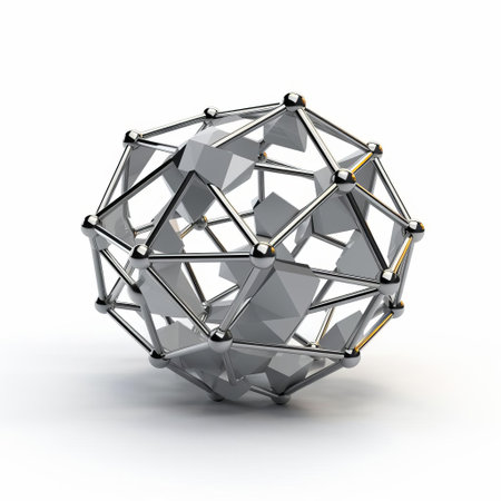 the dodecahedron, a polyhedron with twelve pentagonal faces, sits elegantly on a pristine white isolated background, showcasing its intricate geometric structure and subtle gray tones, perfect for mathematicians, designers, and enthusiasts of sacred geometry and platonic solids. ai generatedの素材