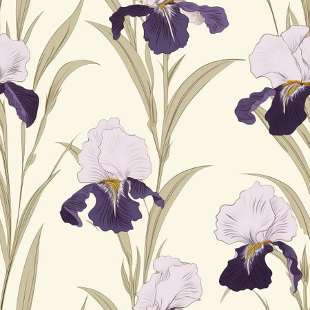 the iris flower stands elegantly against a soft, muted vintage background, showcasing its delicate petals and slender stem in a beautiful display of simplicity and minimalism, evoking a sense of classic charm and understated beauty in this serene floral photograph. ai generatedの素材
