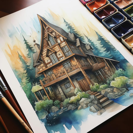 parker ridge, a majestic mountain in the canadian rockies, is beautifully captured in this stunning watercolor design, showcasing its snow-capped peaks, lush green forests, and serene alpine lakes, evoking a sense of tranquility and adventure in the heart of banff national park. ai generatedの素材