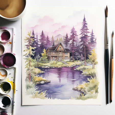 parker ridge, a majestic mountain peak in the canadian rockies, is beautifully captured in this stunning watercolor design, showcasing its rugged landscape, snow-capped summit, and serene alpine surroundings, evoking a sense of adventure and tranquility in the heart of the rocky mountains. ai generatedの素材