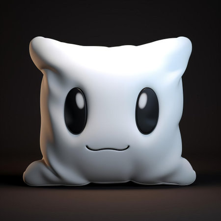 the pillow, adorned with a charming 3d design, sits prominently against a sleek black background, showcasing its plush texture and vibrant colors, perfect for adding a touch of whimsy to any home decor or as a unique gift idea for friends and family. ai generatedの素材