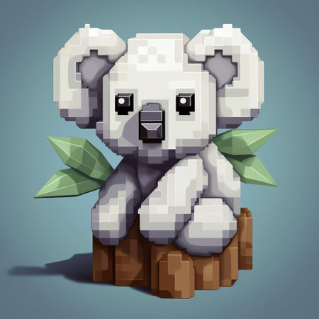 this adorable koala character, crafted in vibrant pixel art style, is ready to join your minecraft adventure, bringing a touch of cuteness to your blocky world with its endearing expression and cuddly demeanor, perfect for any pixel enthusiast or minecraft fan. ai generatedの素材