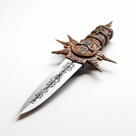 the 3d claymore, a medieval scottish sword, stands out against a pristine white isolated background, showcasing its intricate design and historical significance, perfect for history buffs, collectors, and enthusiasts of ancient warfare and weaponry. ai generatedの素材