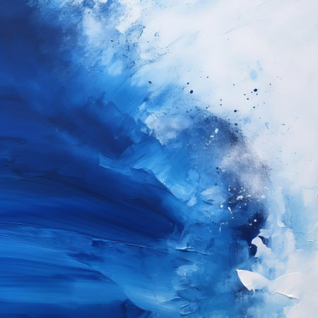 the abstract painting, dominated by the mysterious indigo hue, evokes a sense of creativity and freedom, as swirling brushstrokes and textures blend together in a mesmerizing dance, inviting the viewer to explore the depths of their imagination and emotions, perfect for modern art enthusiasts and interior designers seeking unique decor. ai generatedの素材