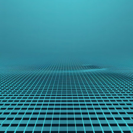 the grid, a mesmerizing visual element, takes center stage in this stunning photograph, set against a calming cyan backdrop that exudes serenity and tranquility, perfect for modern interior design and minimalist art enthusiasts seeking a touch of simplicity and elegance. ai generatedの素材