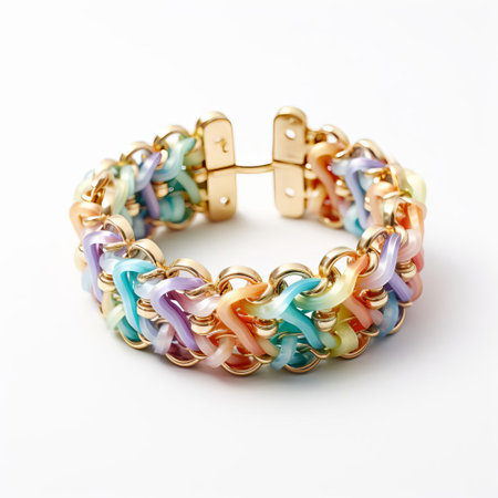 this elegant silver bracelet shines brightly against a pristine white background, showcasing its intricate design and delicate charm, perfect for adding a touch of sophistication to any outfit, ideal for formal events or everyday wear, and making a thoughtful gift for friends and loved ones. ai generatedの素材