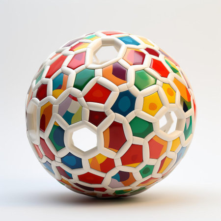 the snub icosidodecahedron, a polyhedron with 92 triangular faces, sits isolated on a pristine white background, showcasing its intricate geometry and symmetrical beauty, perfect for mathematicians, geometry enthusiasts, and designers fascinated by three-dimensional shapes and spatial relationships. ai generatedの素材